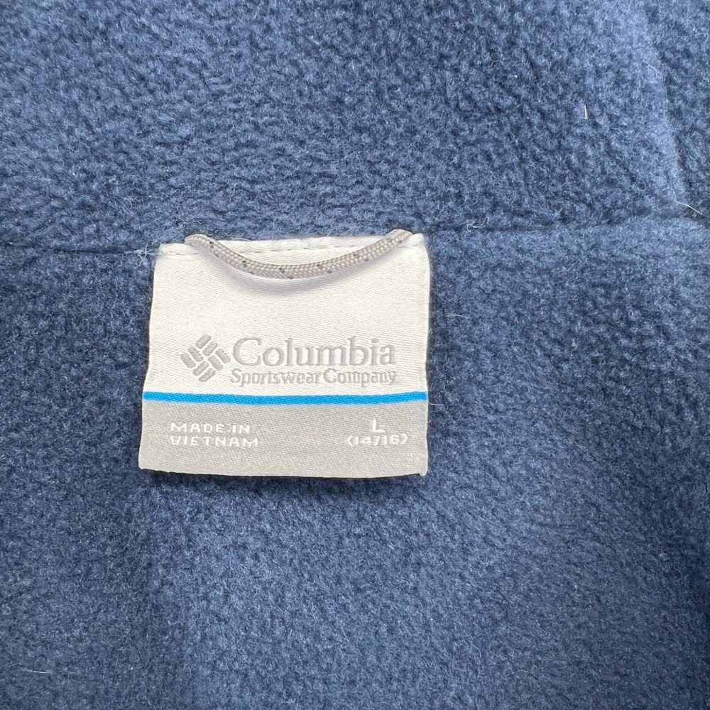 Columbia Kids L 14/16 Fleece Lined Hooded Jacket Colorblock Navy Orange WB0041 - Picture 6 of 9